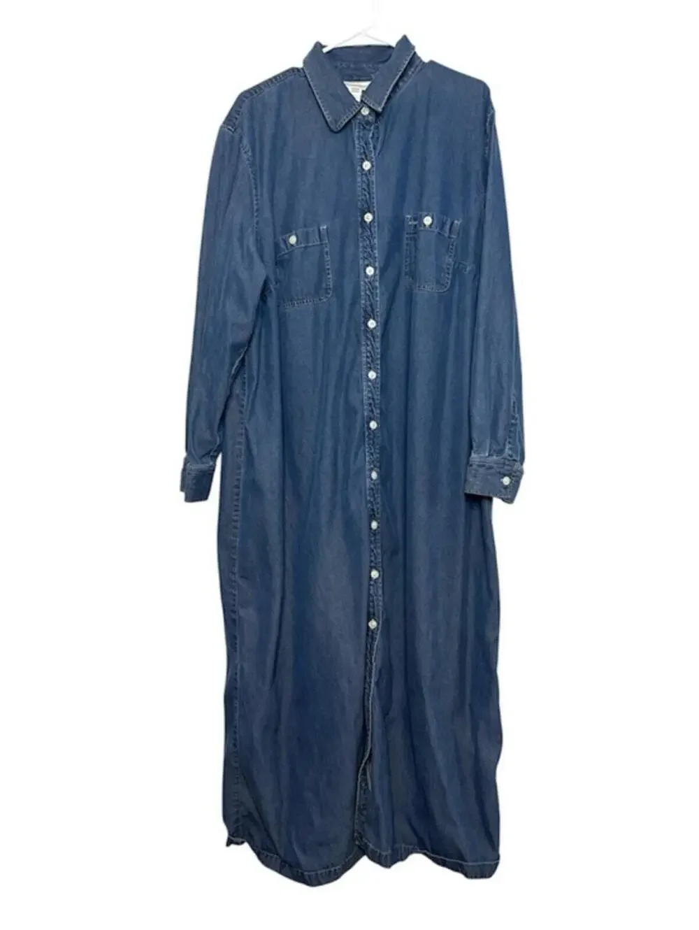 Jones New York Sport Women's Blue Denim Button Front Plus Size Maxi Dress 24W - Picture 1 of 3